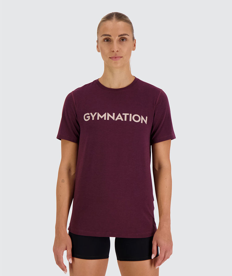 Gymnation everyday tee, Model 176 cm / size S#color_wine-red