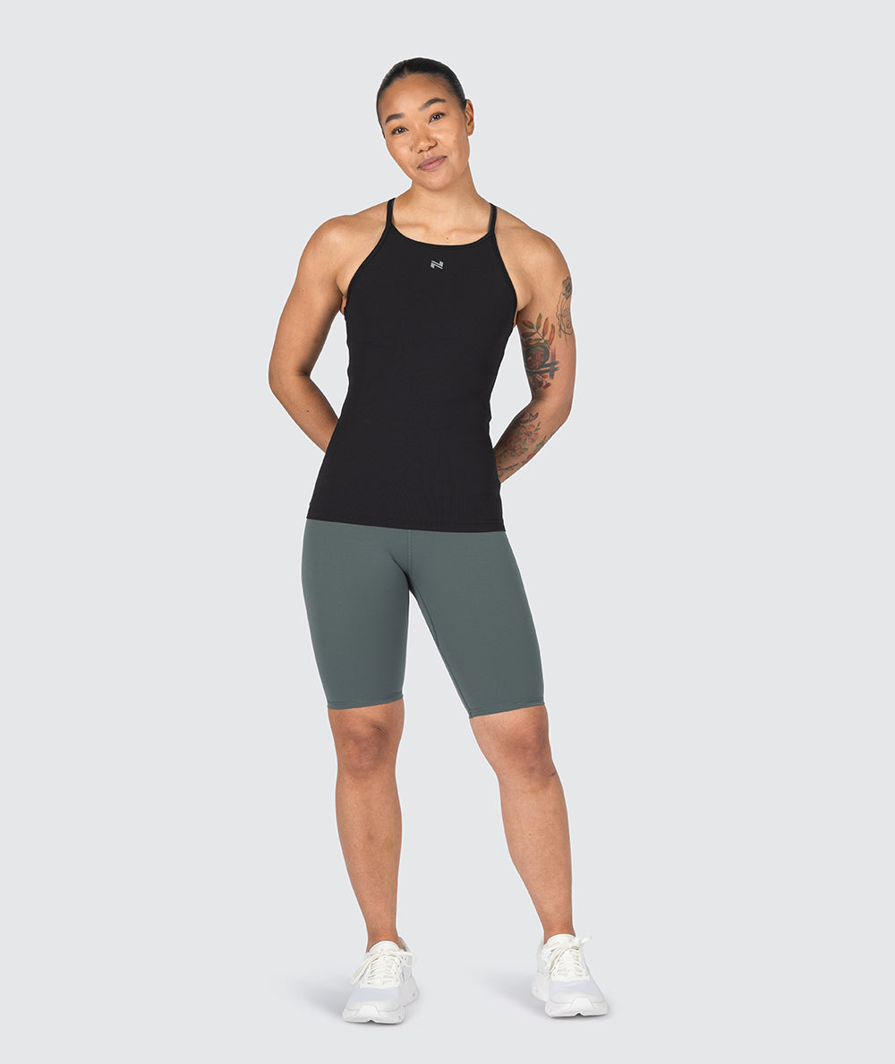 Strappy Ribbed Top for Crossfit#color_black