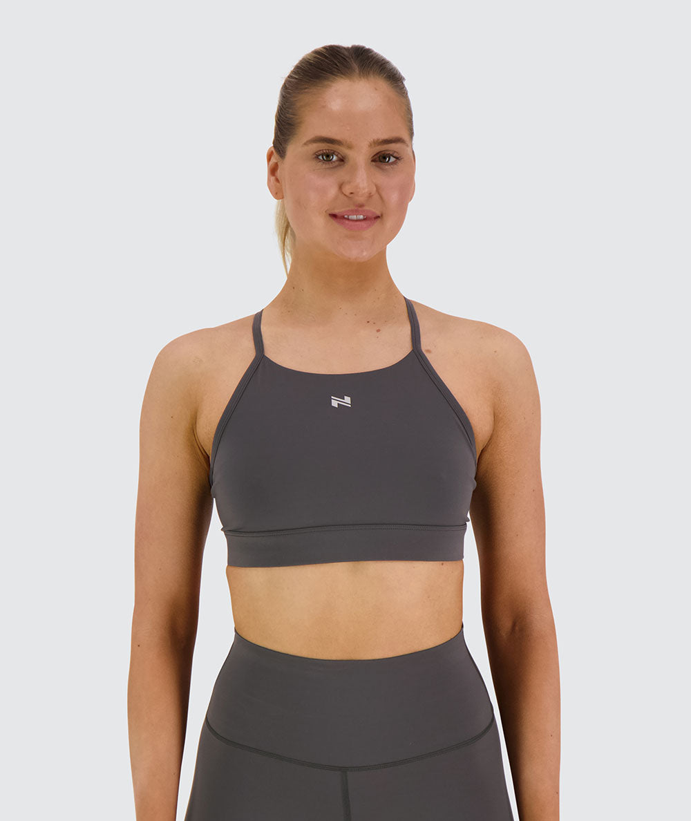 training sports bra, Model 173 cm / size S#color_gravel-grey