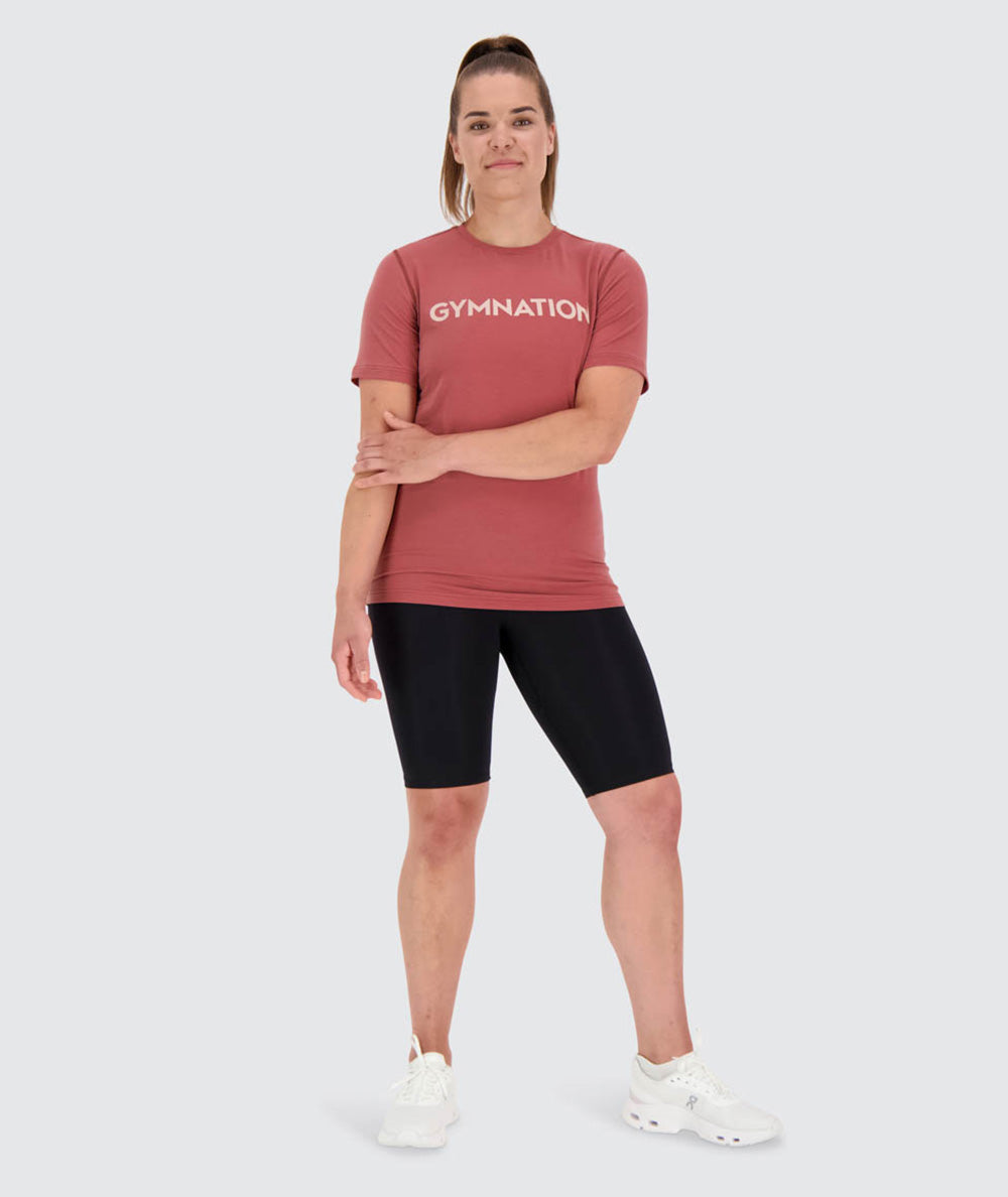 Sustainable and comfortable women's t-shirt for crossfit#color_brick