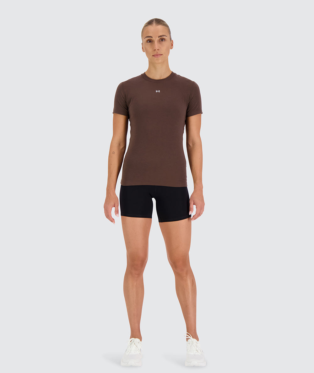 women's training tee #color_coffee-bean