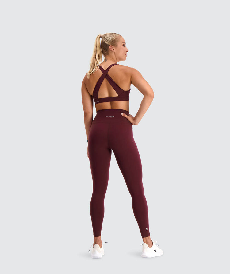 high waisted training tights#color_wine-red