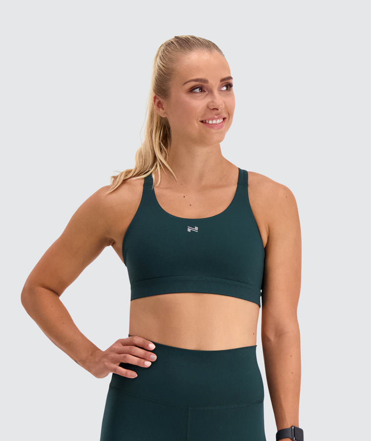 naisten urheilurintaliivit crossfit, Model 176 cm / size S#color_forest-green